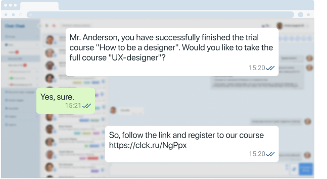Example of customer oriented messages