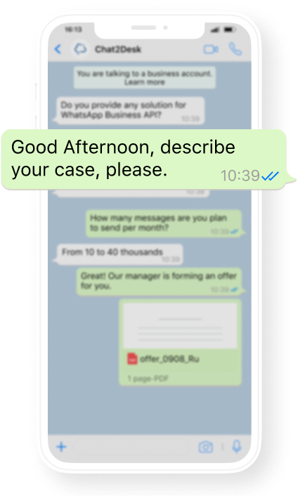 Example of a WhatsApp dialogue using Write First option